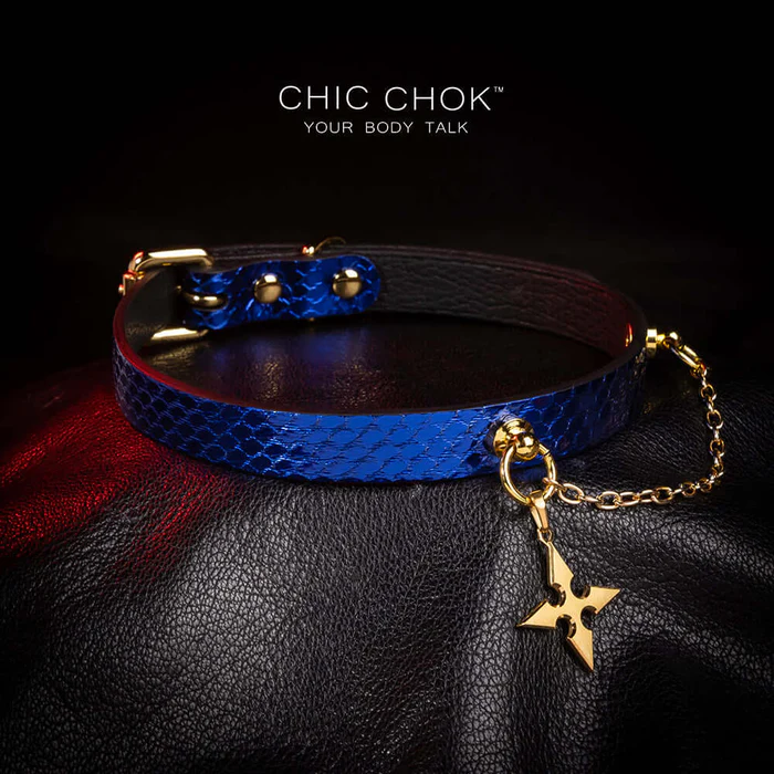 CHICCHOK [Star] - Sapphire Blue Python Hide Fashion Adjustable Choker