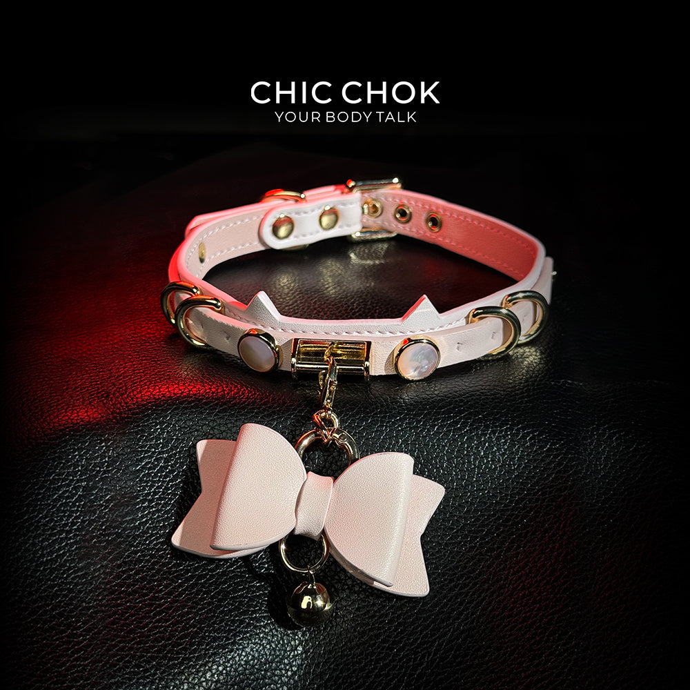 CHIC CHOK [Pearlescent Kitty] Moon's Favor Pink Pearl Bow Necklace