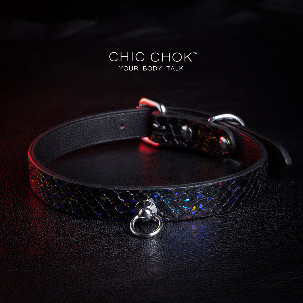 CHIC CHOK Silver Clasp Dazzling Colorful Black Leather Necklace: The Perfect Fusion of Fashion and Individuality