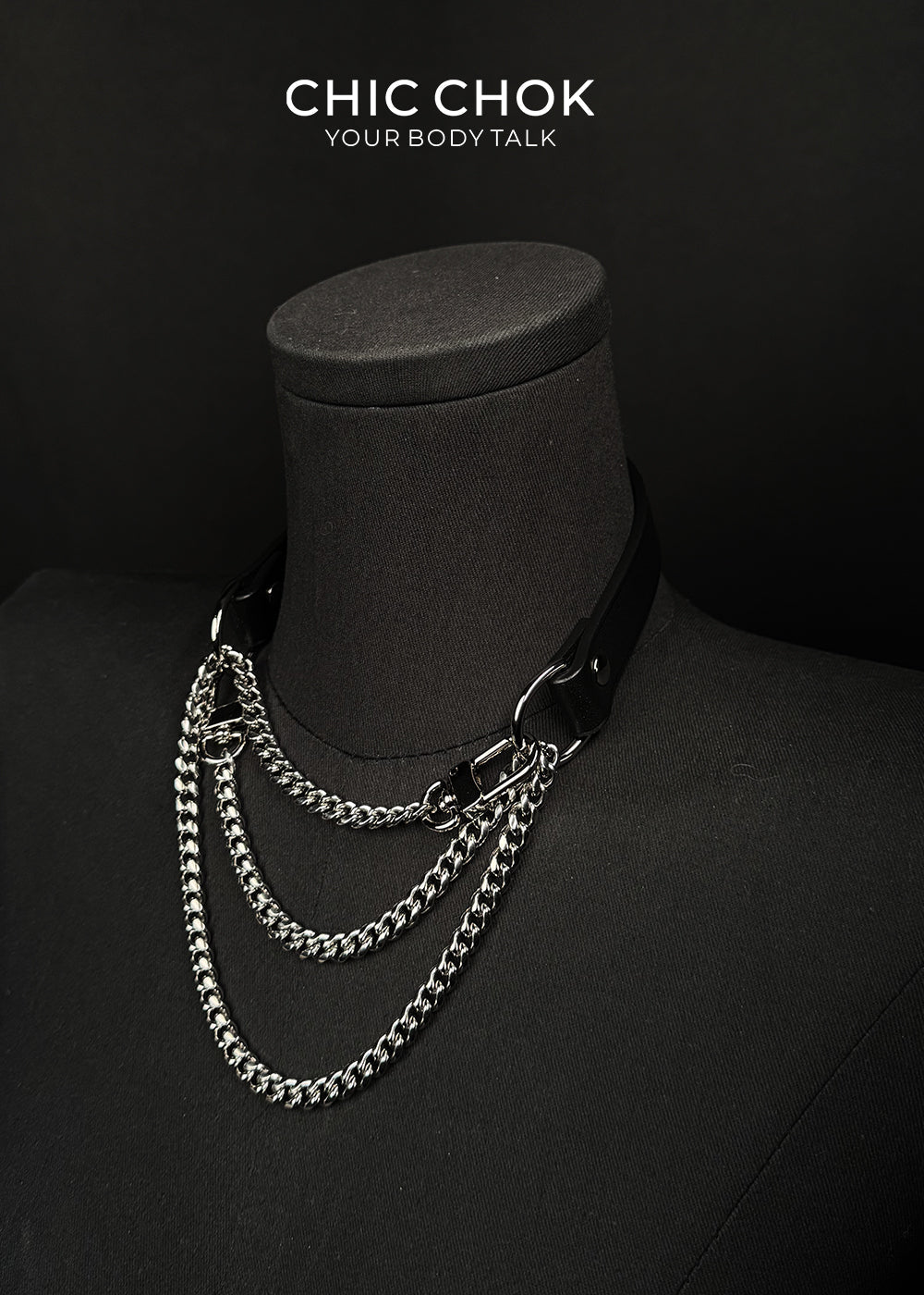 CHICCHOK Breathless Black Leather Choker – A Bold Statement of Style and Versatility