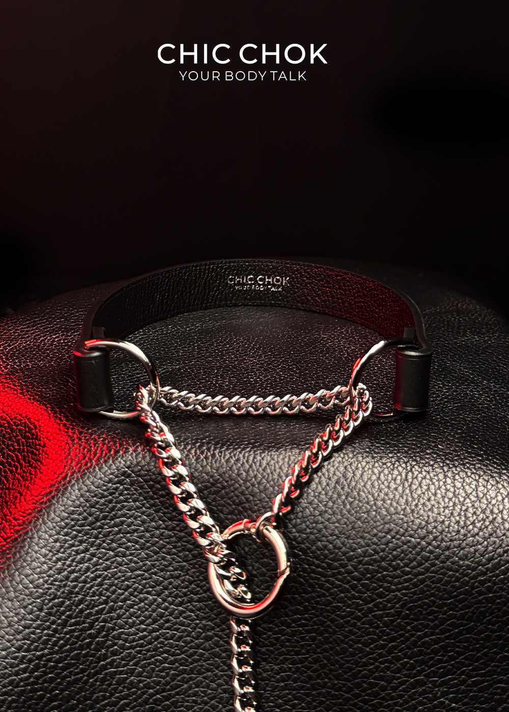 CHICCHOK [Breathless] Fashion Black with Thick Chains, Movable Pulling Chain Daily Wear Leather Necklace Choker versatile wear(With love lock)