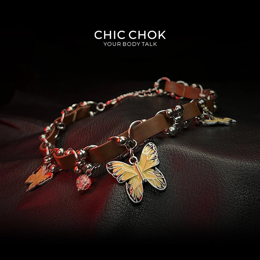 Fashion butterfly style leather necklace, made of high-quality leather, comfortable to wear, adjustable, couple accessories