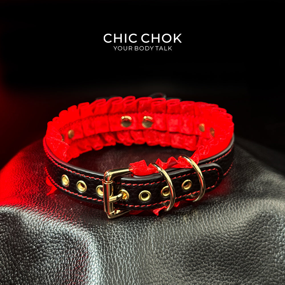 CHICCHOK [Vermillion Elf] Collar Valentine's Day Style With traction rope