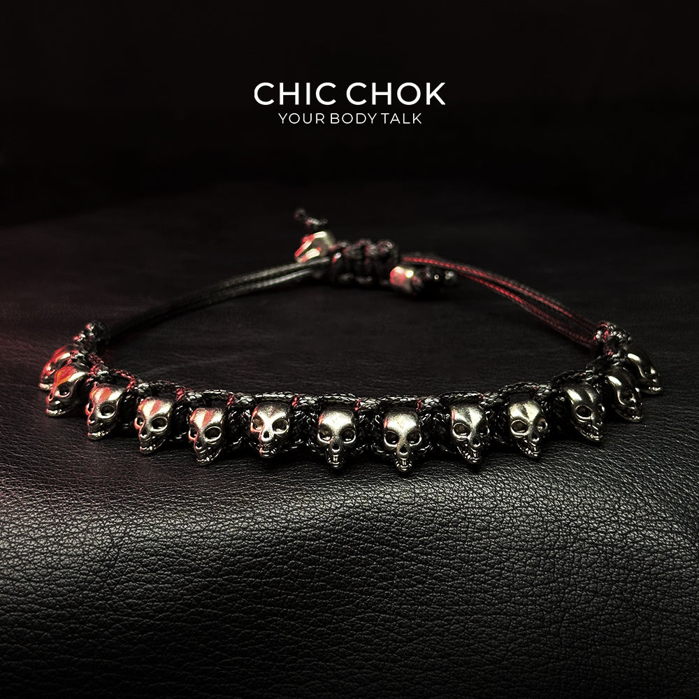 [CHICCHOK] Skeleton Themed Adjustable Bracelet - Edgy Style with a Twist of Macabre