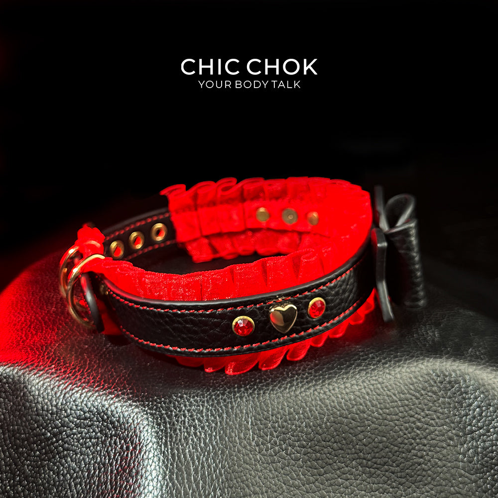 CHICCHOK [Vermillion Elf] Collar Valentine's Day Style With traction rope