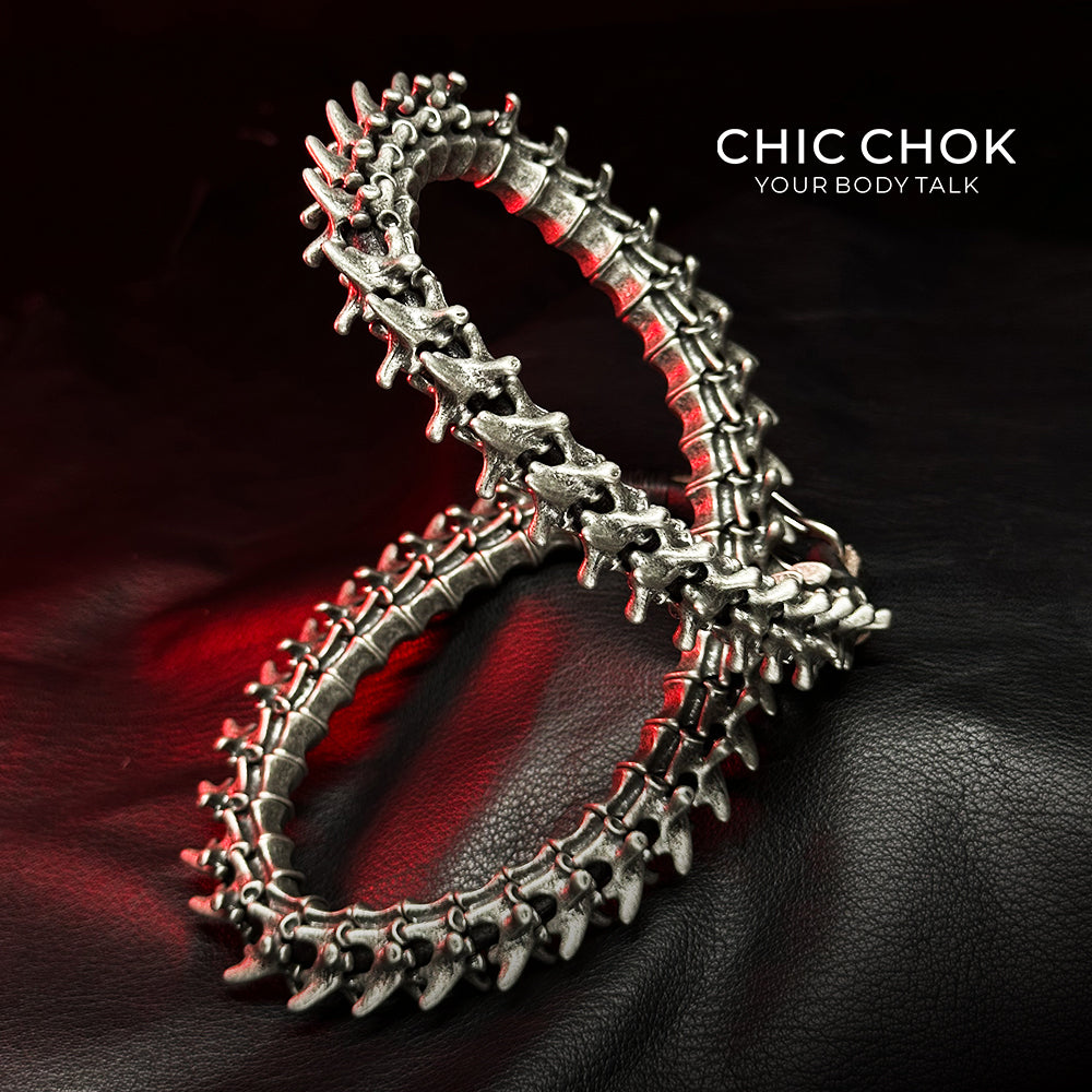 chicchok dragon theme collar, heavy metal, punk, wasteland style, handmade, muscle