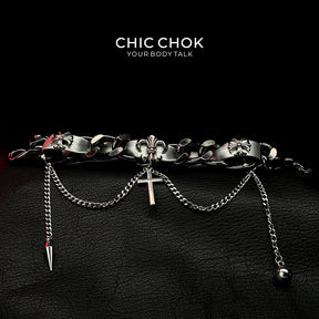 ChicChok Gothic Joker Bracelet featuring crown and cross charms, adjustable for a perfect fit. A luxurious and stylish accessory with gothic flair, ideal for any occasion.