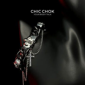 ChicChok Gothic Joker Bracelet featuring crown and cross charms, adjustable for a perfect fit. A luxurious and stylish accessory with gothic flair, ideal for any occasion.