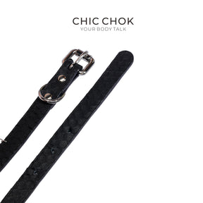 CHICCHOK [Victorian Queen High-end Choker] V-Neck Design, Python Texture, Original Fashion Adjustable Leather Choker Necklace