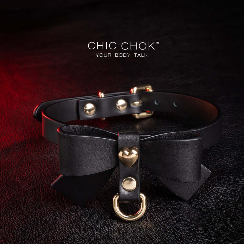 chicchok fristlove black collar, Butterfly necklace High-quality leather, handmade