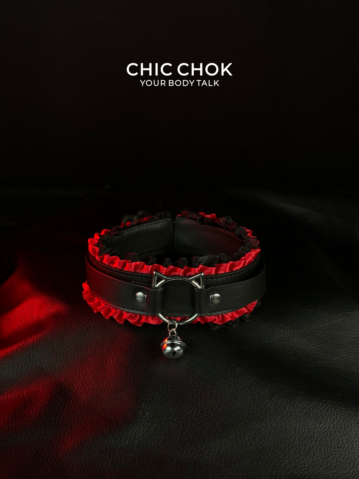 CHICCHOK [Kitty Love] Kitty Themed Cute Lovely Leather Lace with Bell Adjustable Collar Choker